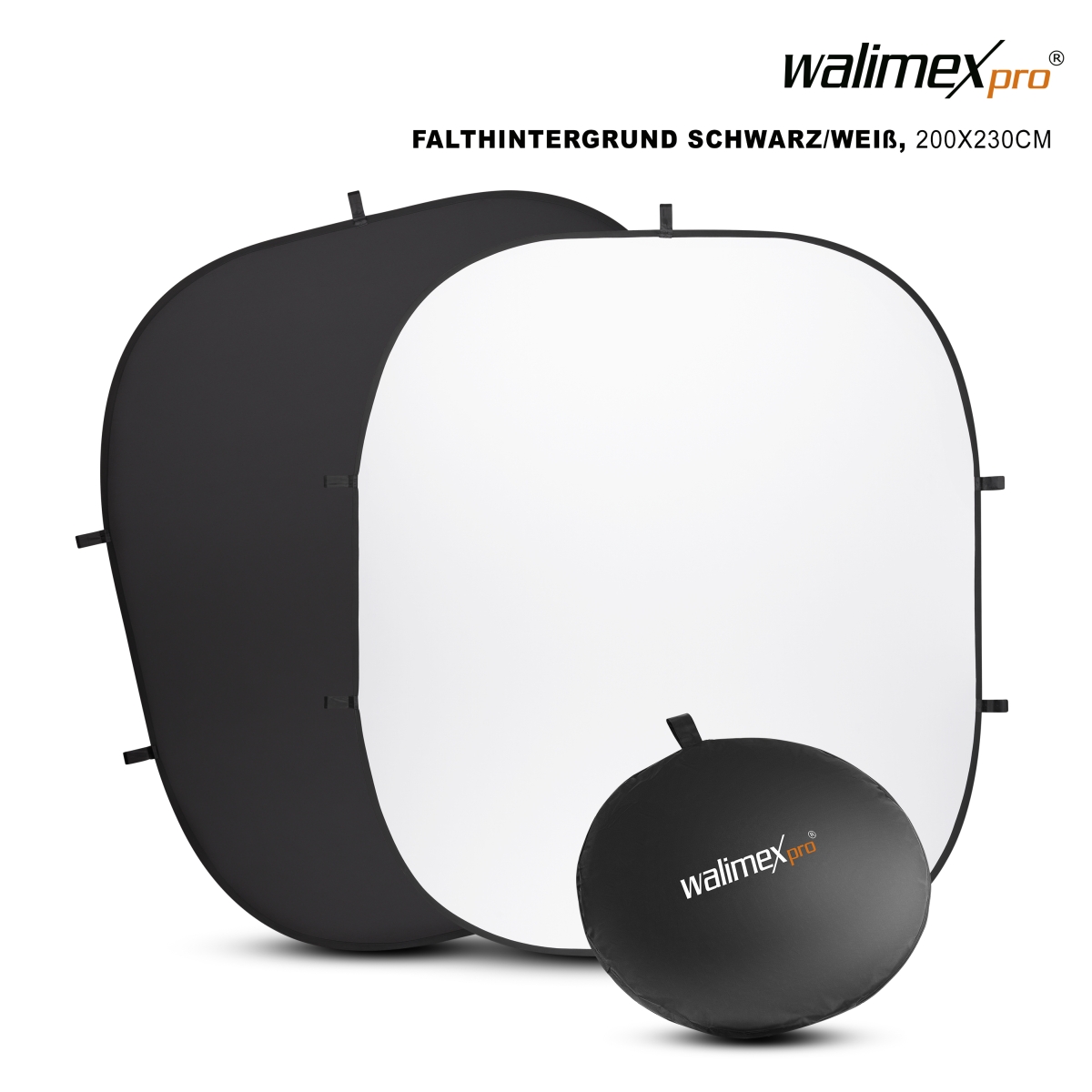 Walimex pro 2in1 Falthintergrund s/w 200x230cm