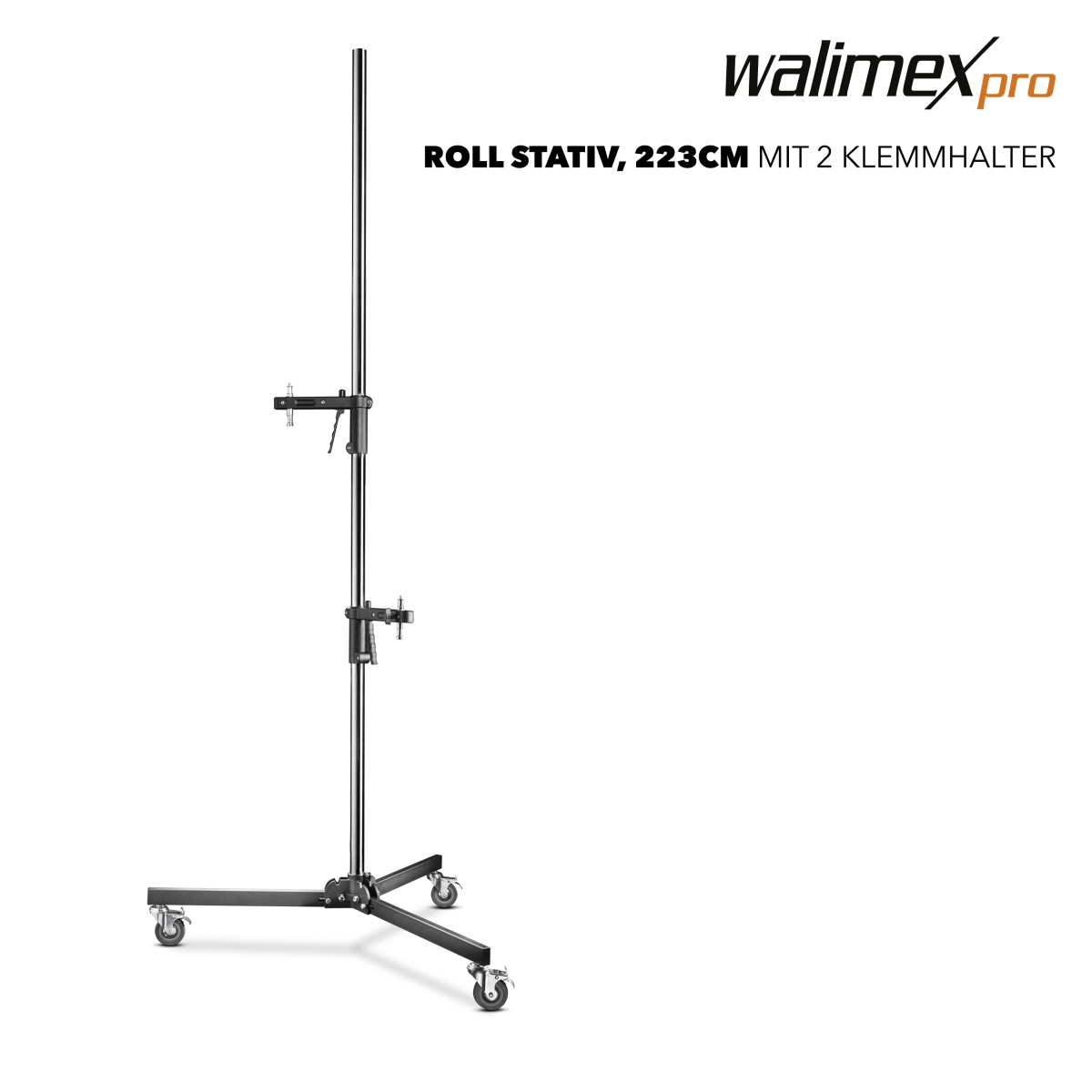 Walimex pro Rollstativ, 223cm, mit 2 Klemmhaltern