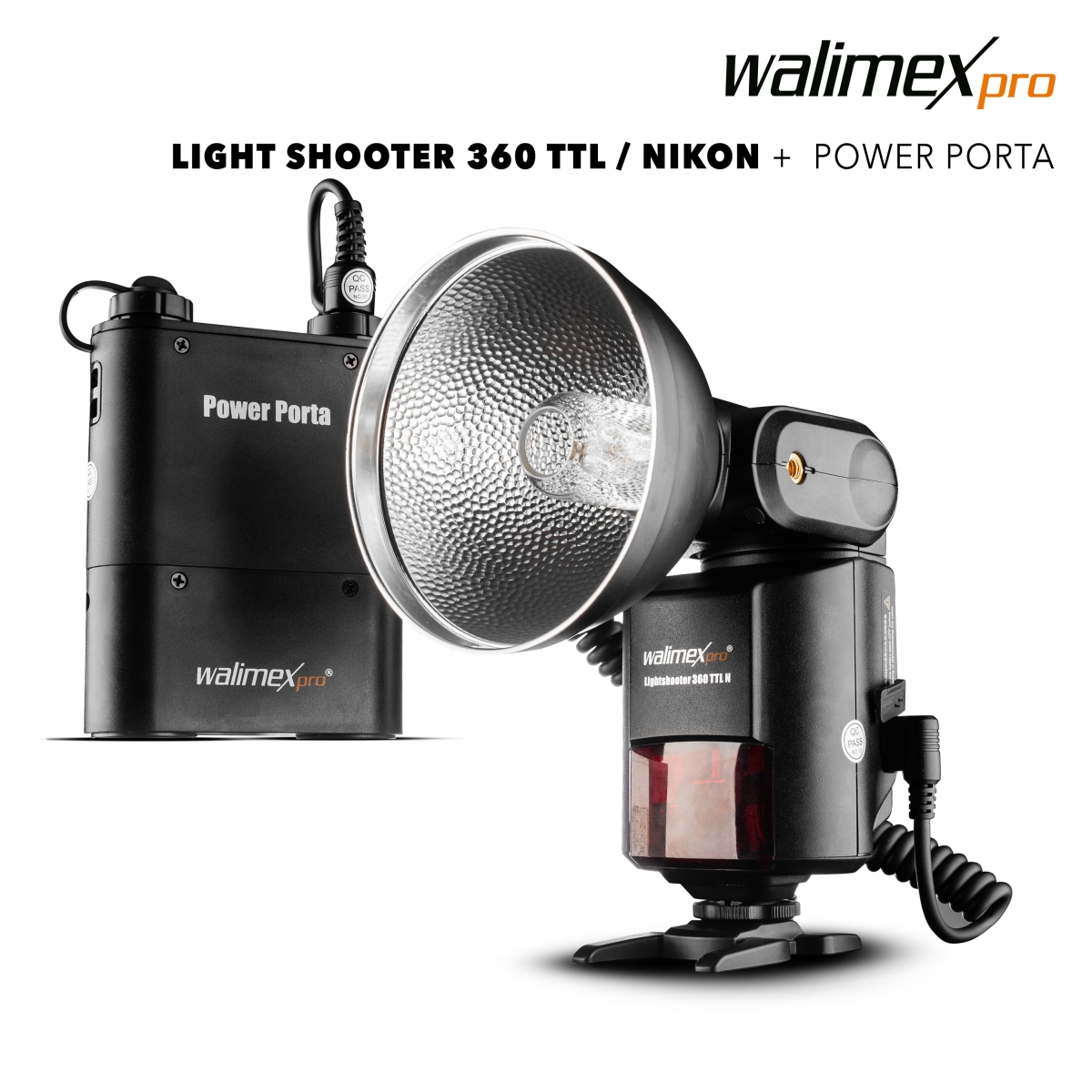 Walimex pro Light Shooter 360 TTL für Nikon + Power Porta mit 4.500 mAh Akku